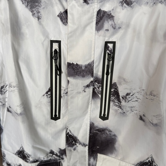 Snowboarding Jacket GSOU Snow Black and White Mountain Print Jacket - Picture 2 of 12